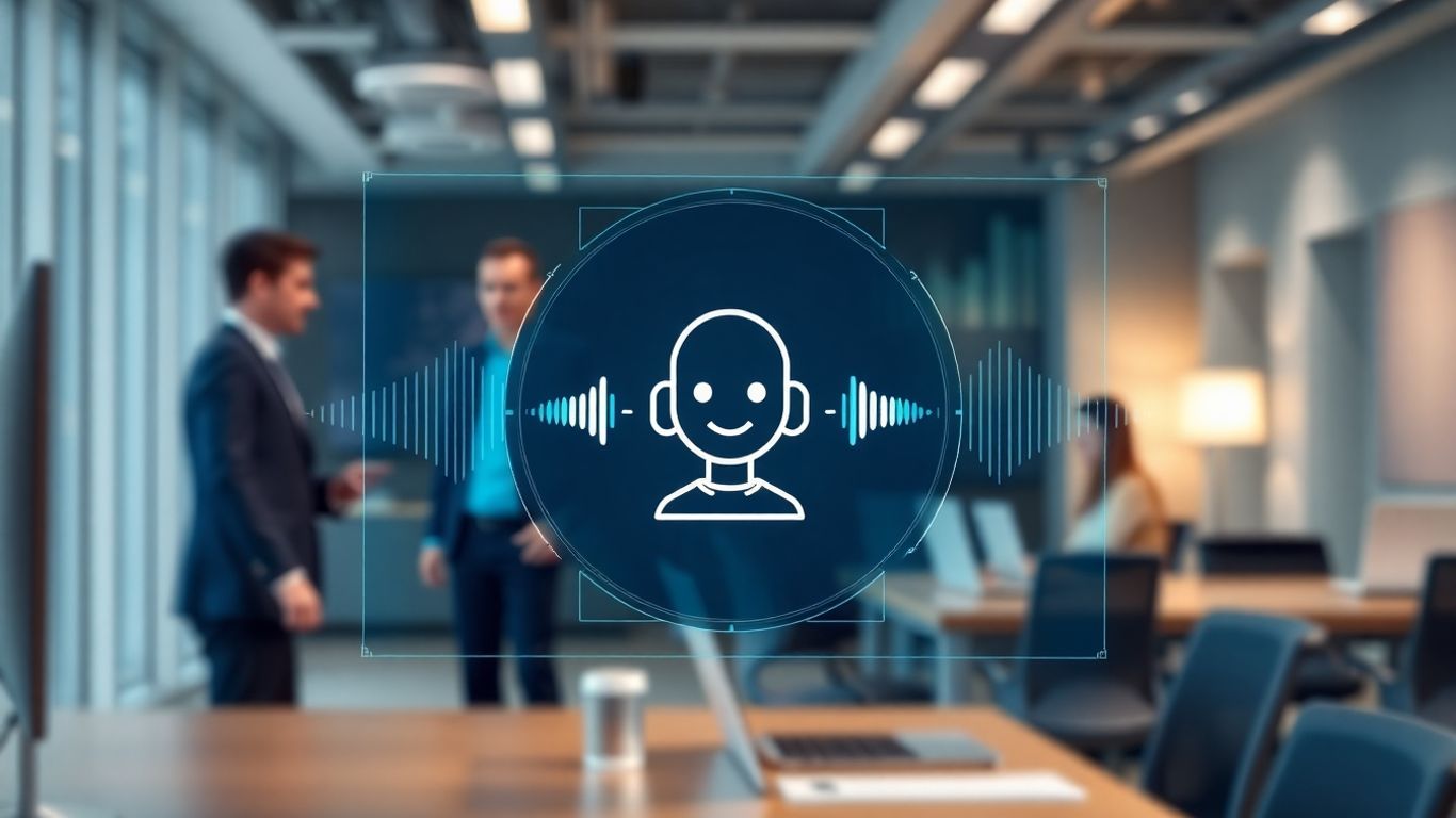 An office phone with a glowing AI assistant icon, symbolizing an AI voice receptionist for small business.