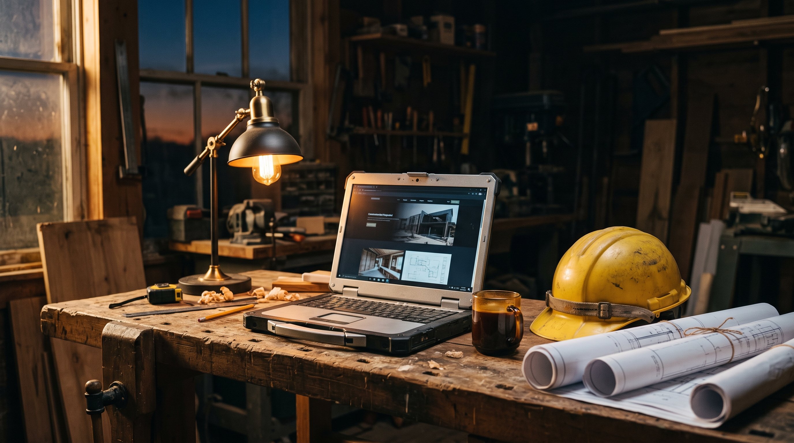 A contractor at a job site weighing the cost of buying contractor leads from lead-gen apps against building a website that generates leads he owns.
