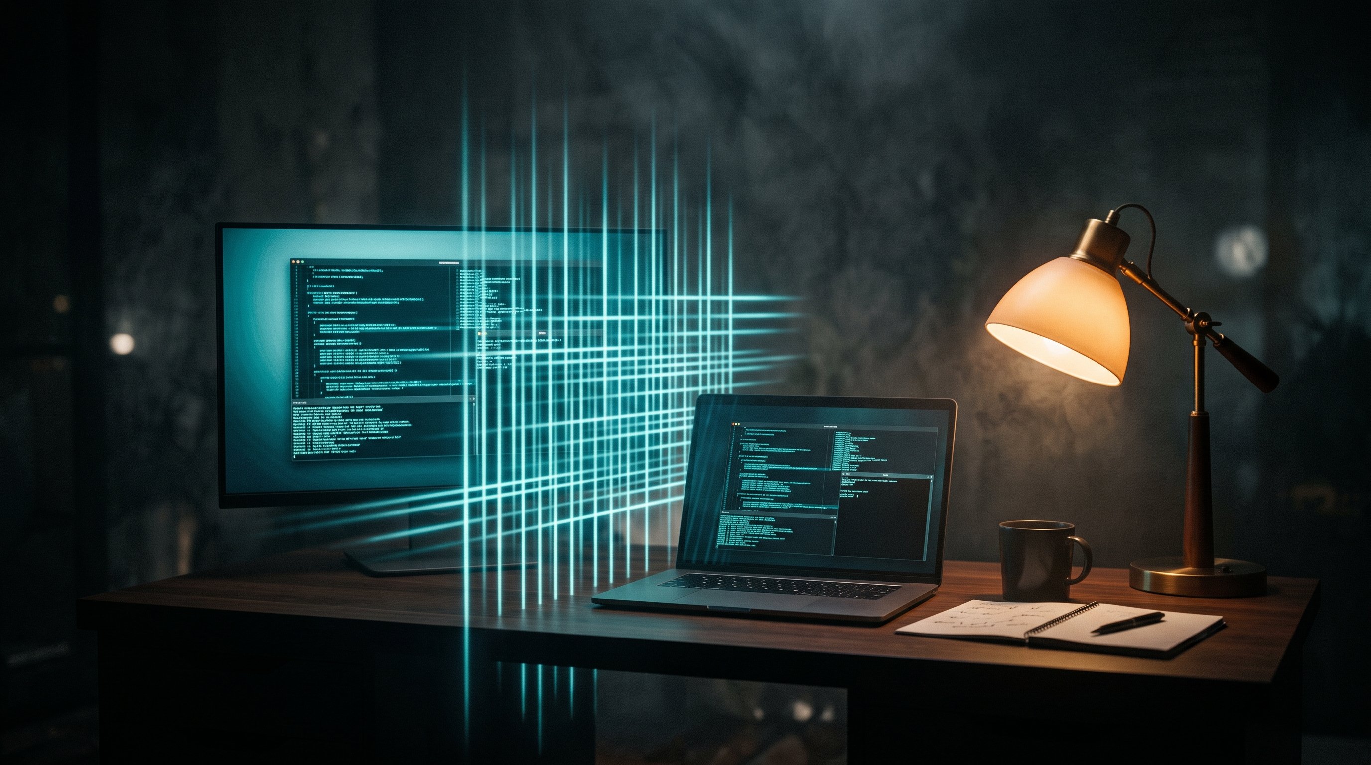 A contractor checking whether his website is blocking ChatGPT and AI crawlers in robots.txt on a laptop at his desk, five-minute AI-visibility check.