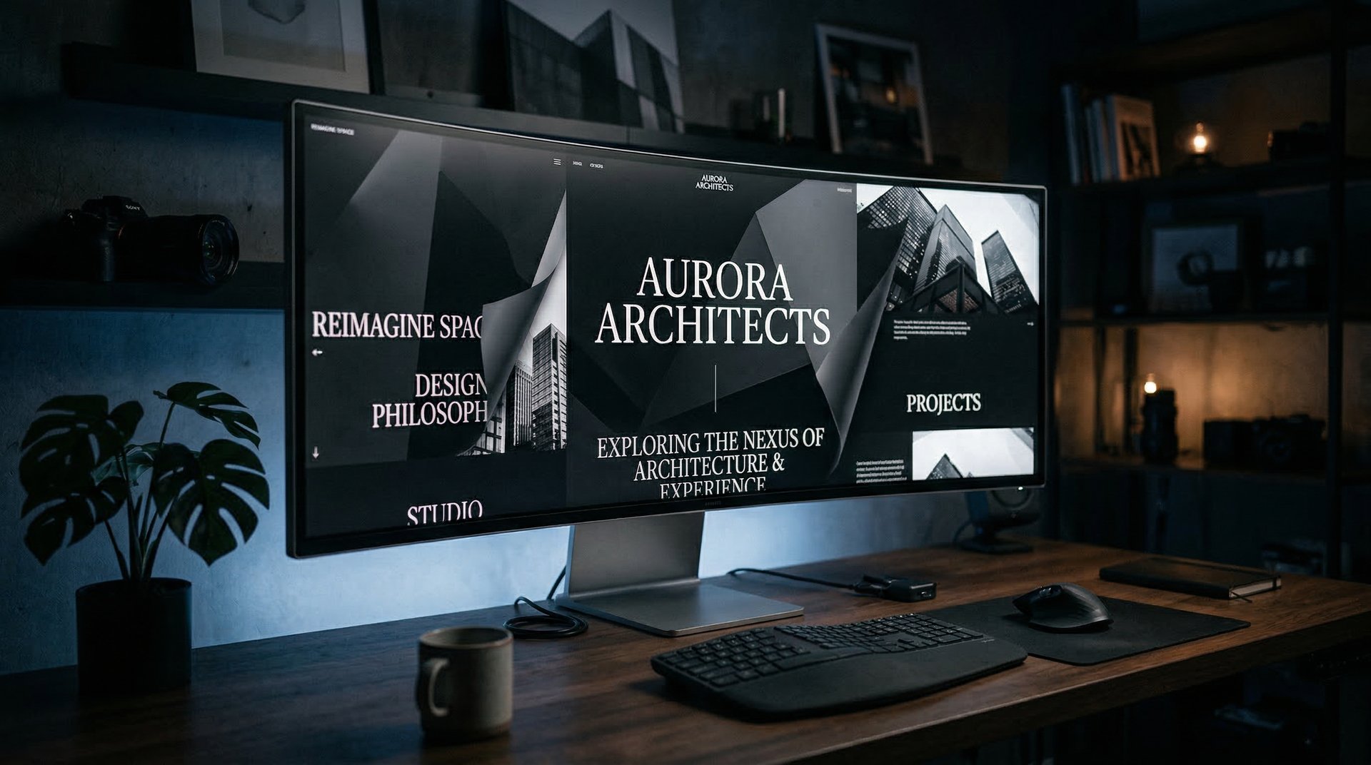 Modern website design with cinematic scroll effects and bold typography